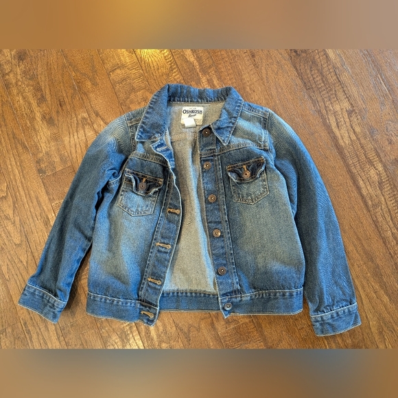 OshKosh B'gosh Medium Stone Wash Blue Denim Jean Jacket Pockets Girls Size 10 - Picture 3 of 9